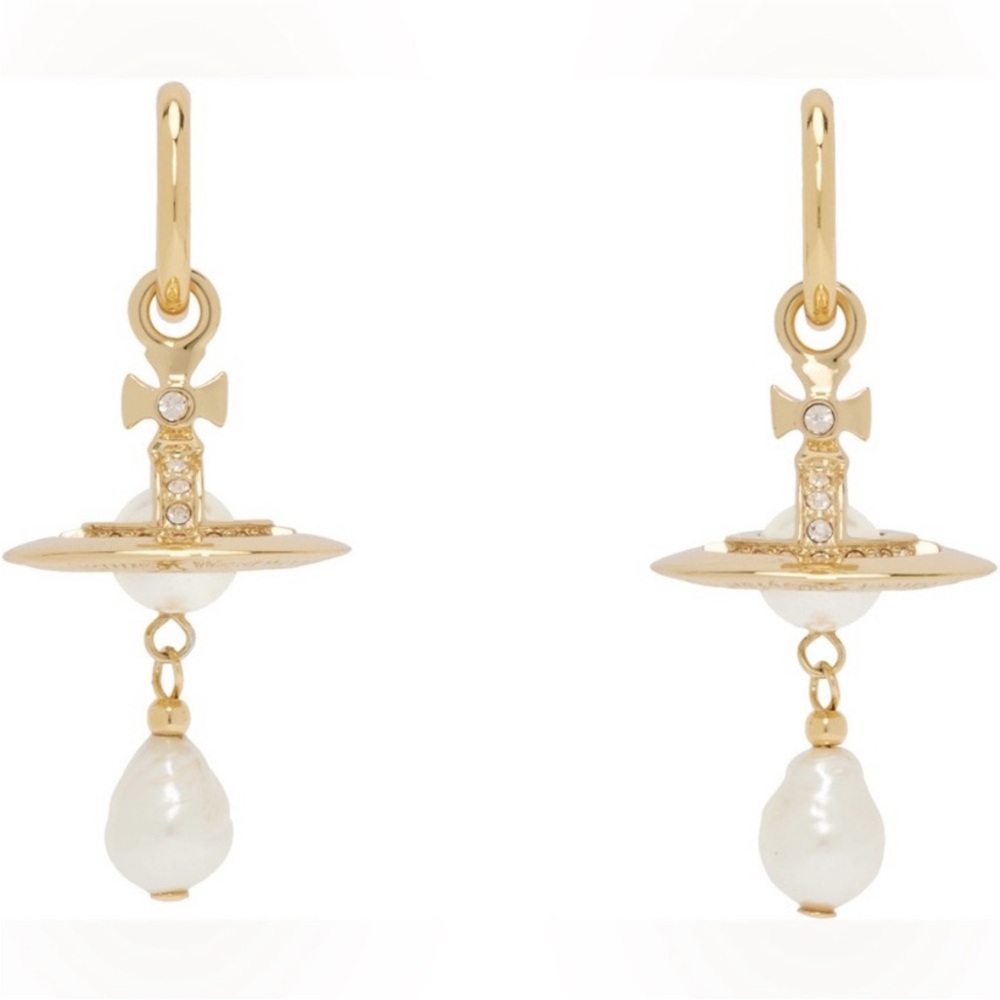 VIVIENNE WESTWOOD
Aleksa embellished drop earrings Gold